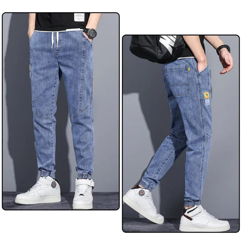 Elastic Harem Cargo Denim Joggers