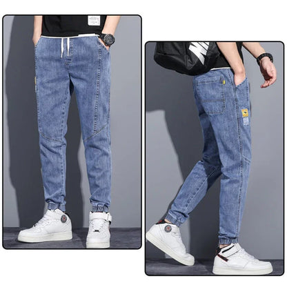 Elastic Harem Cargo Denim Joggers