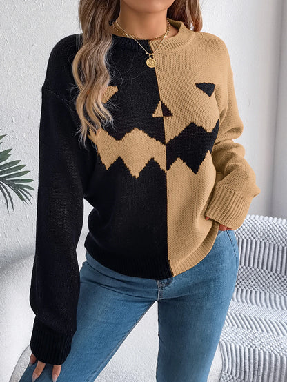 Pumpkin Pattern Halloween Sweater
