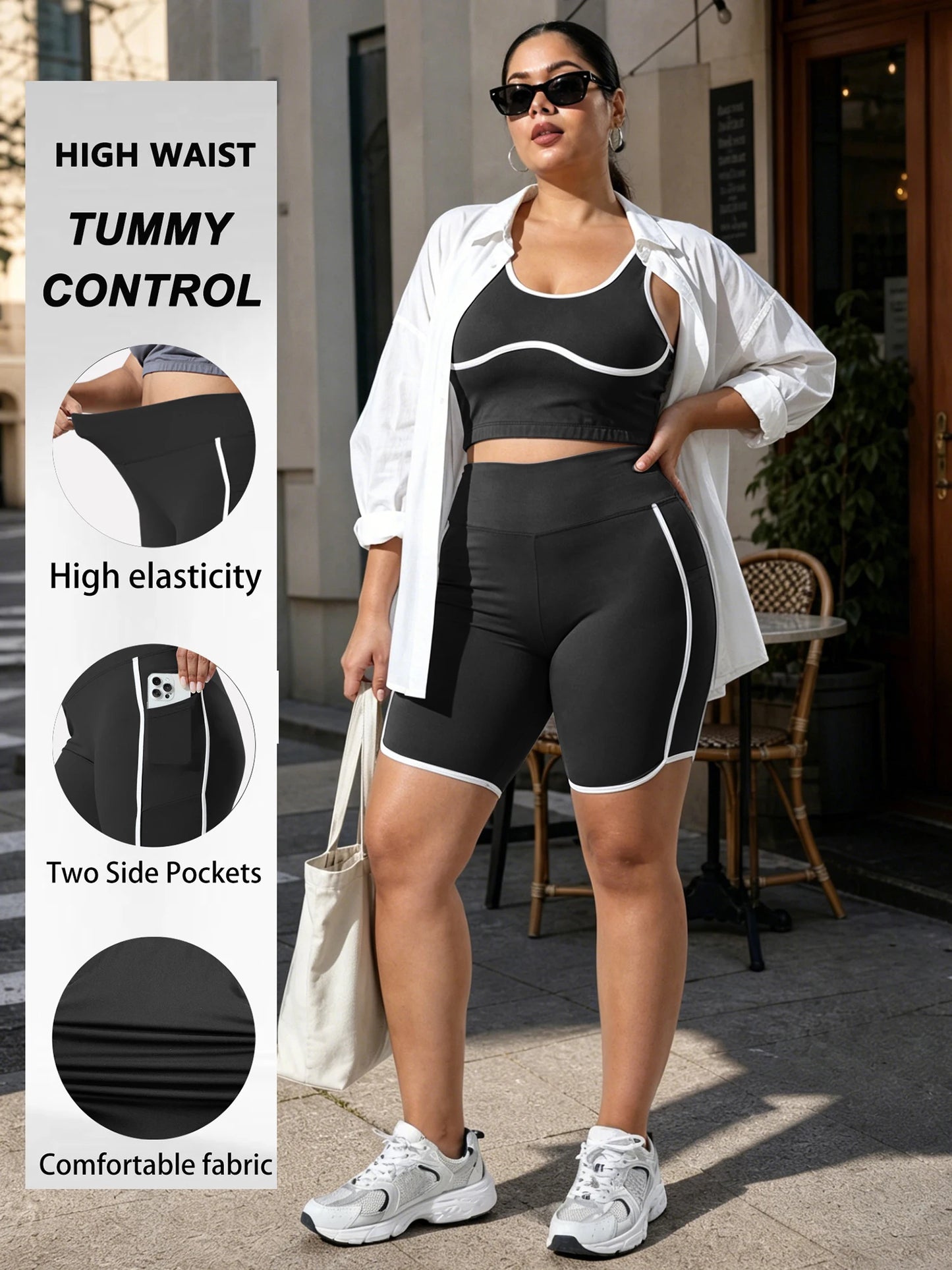 Plus Size Biker Shorts Set