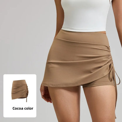 High-Waist Drawstring Sports Skort