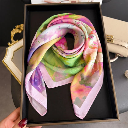 Floral Polyester Square Scarf