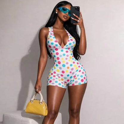 Polka Dot Halter Playsuit