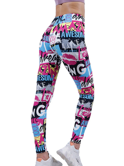 Graffiti Floral Print Leggings