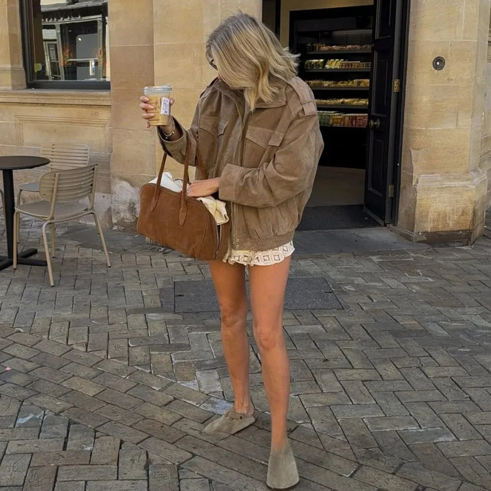 Suede Bomber Jacket