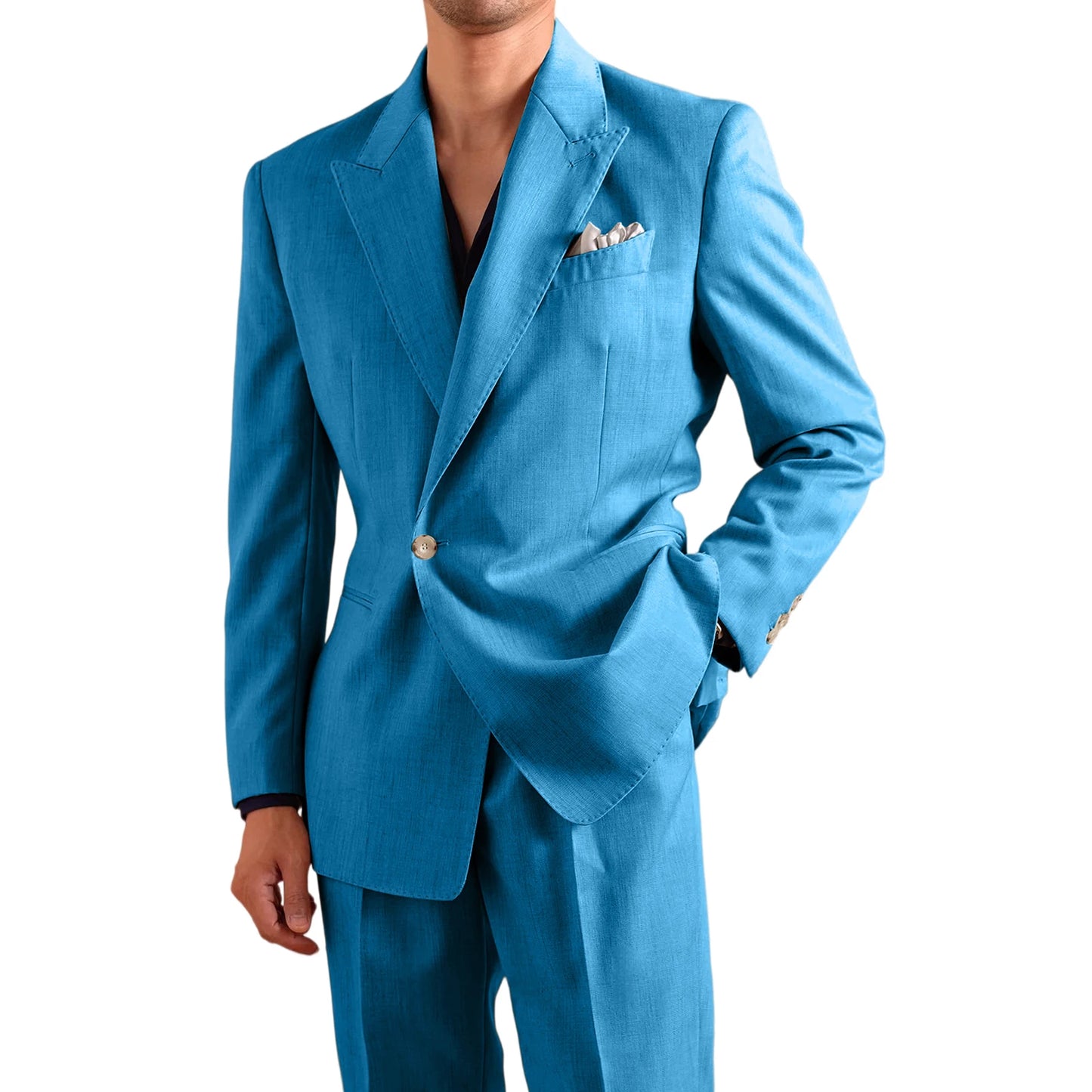 Linen Peak-Lapel Wedding Suit Set