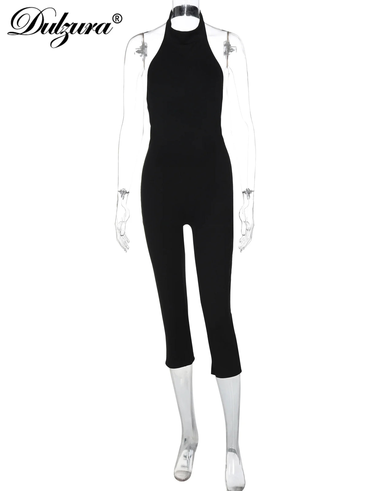 Halter Backless Ribbed Jumpsuit