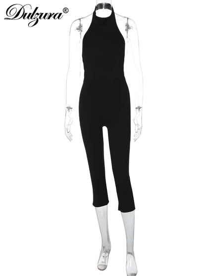 Halter Backless Ribbed Jumpsuit