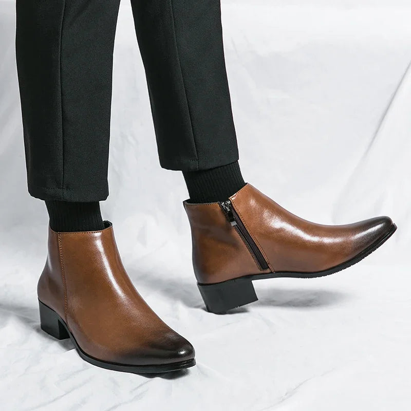 Black Leather Chelsea Ankle Boots