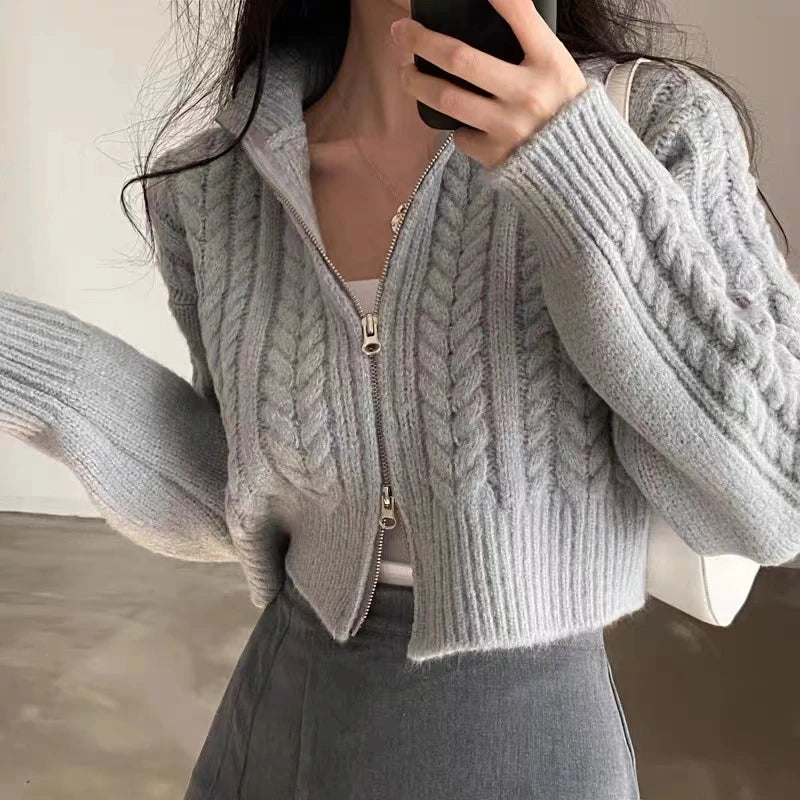 Twist Knit Zip Cardigan