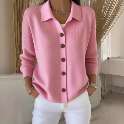 Polo Neck Button Knit Cardigan