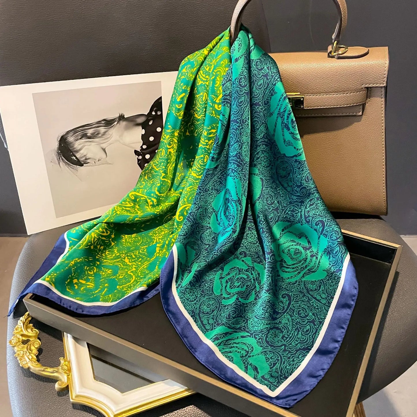 Leopard Print Satin Headscarf