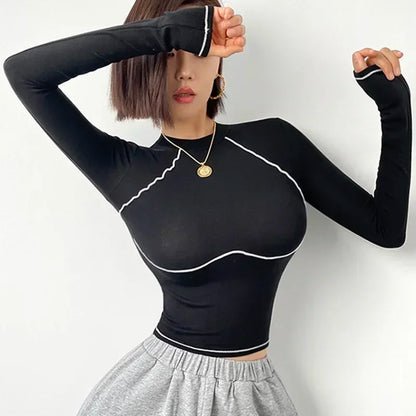 Long-Sleeve Yoga Crop Top