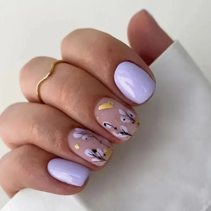 Pink Floral Press On Nails