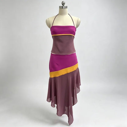 Patchwork Camisole Skirt Set