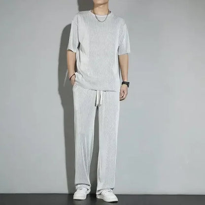 Ice Silk Wrinkled Sports Long Set