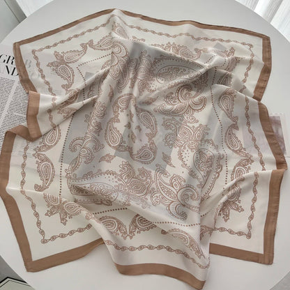 Satin Floral Print Square Scarf