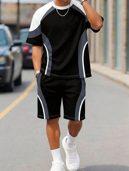 Athletic T-Shirt Drawstring Shorts Set