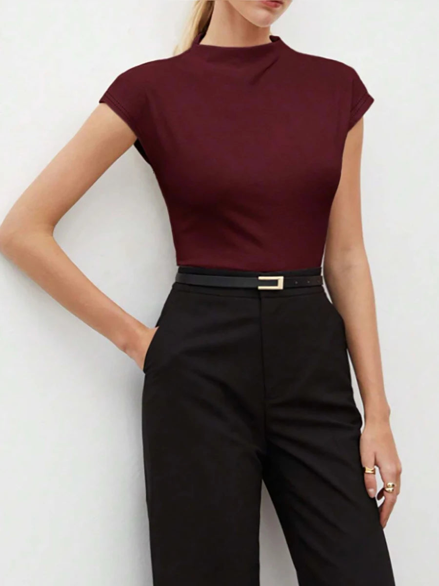 Burgundy Mock Neck Top