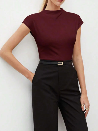 Burgundy Mock Neck Top