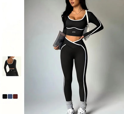 Color-Block Long Sleeve Yoga Set
