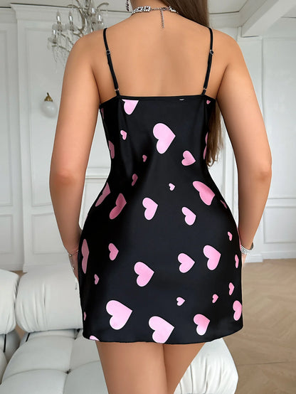 Heart Print Slip Nightgown