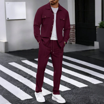 Waffle Long-Sleeve Cardigan Pants Set