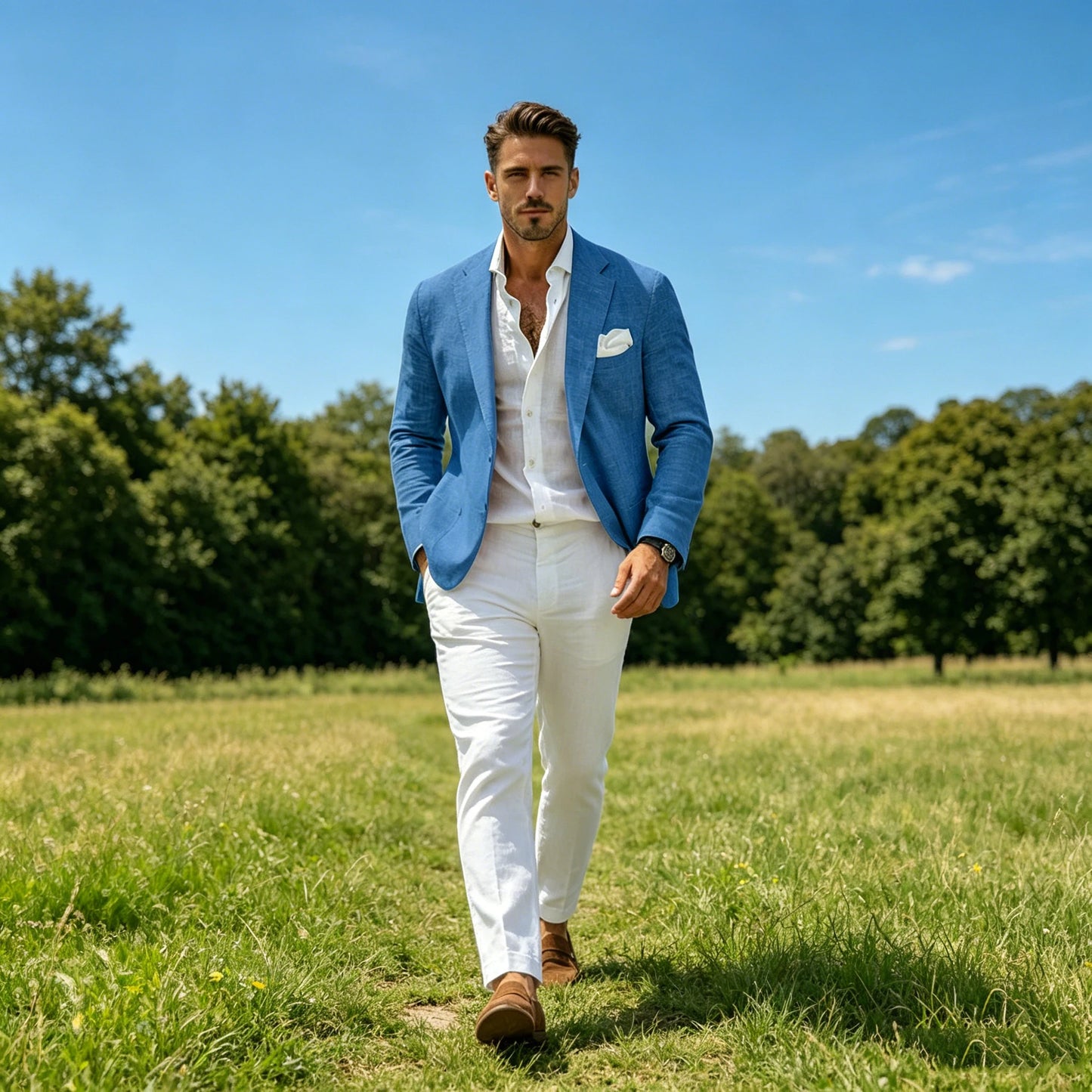 Linen Notch-Lapel Slim Sport Coat