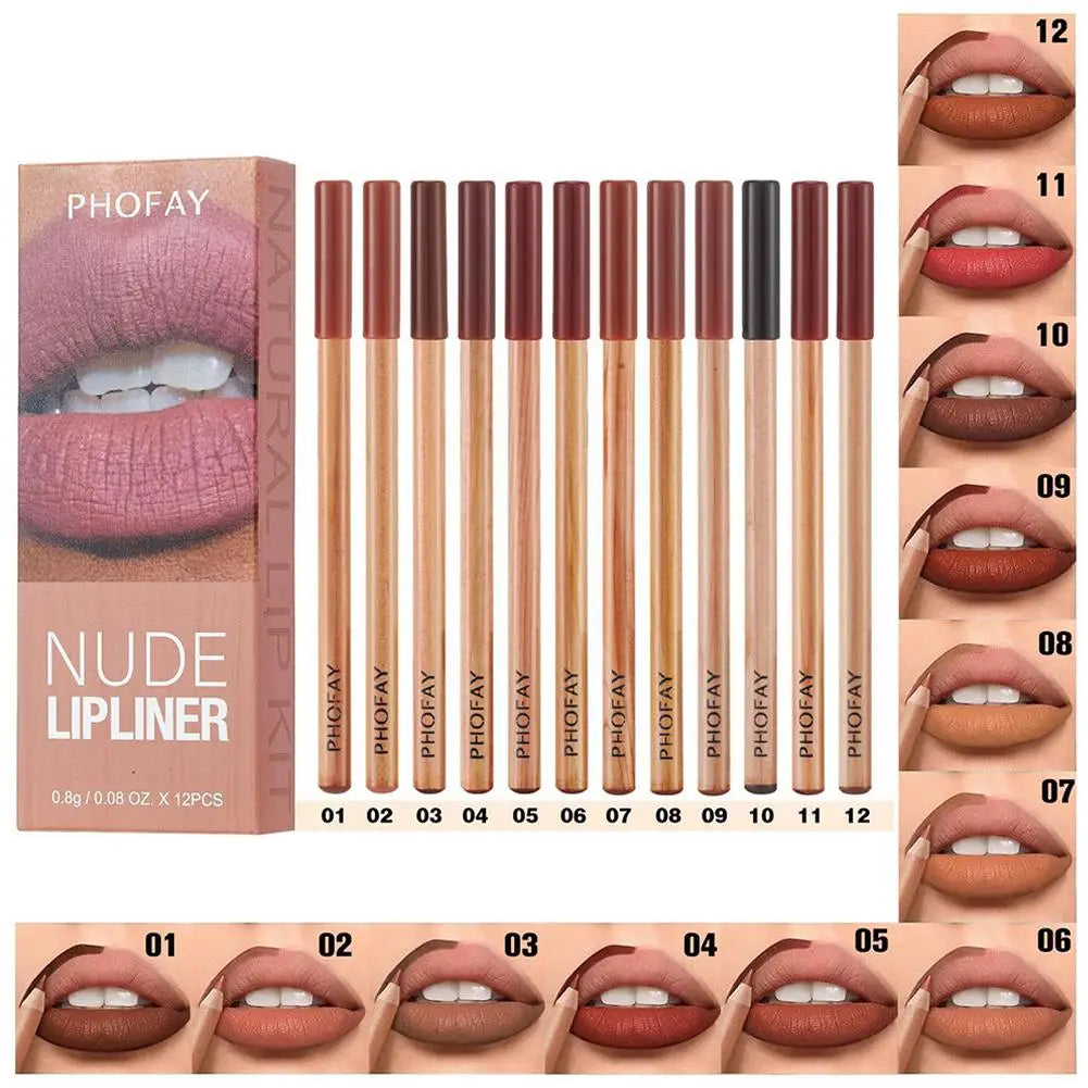 12 Shade Waterproof Lip Liner Set
