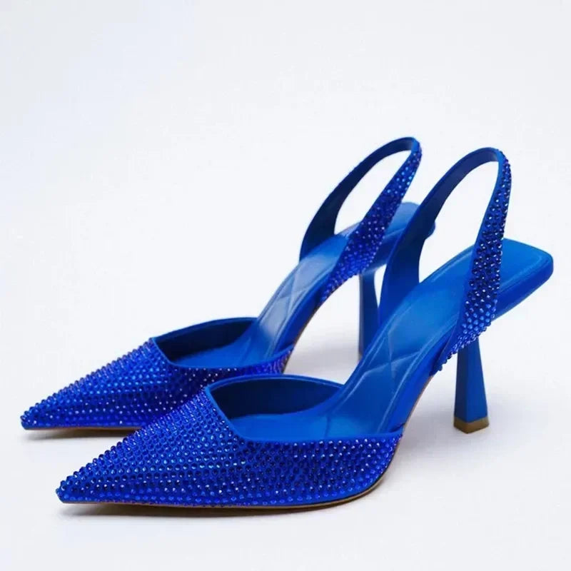 Crystal Strap Thin Heel Sandals