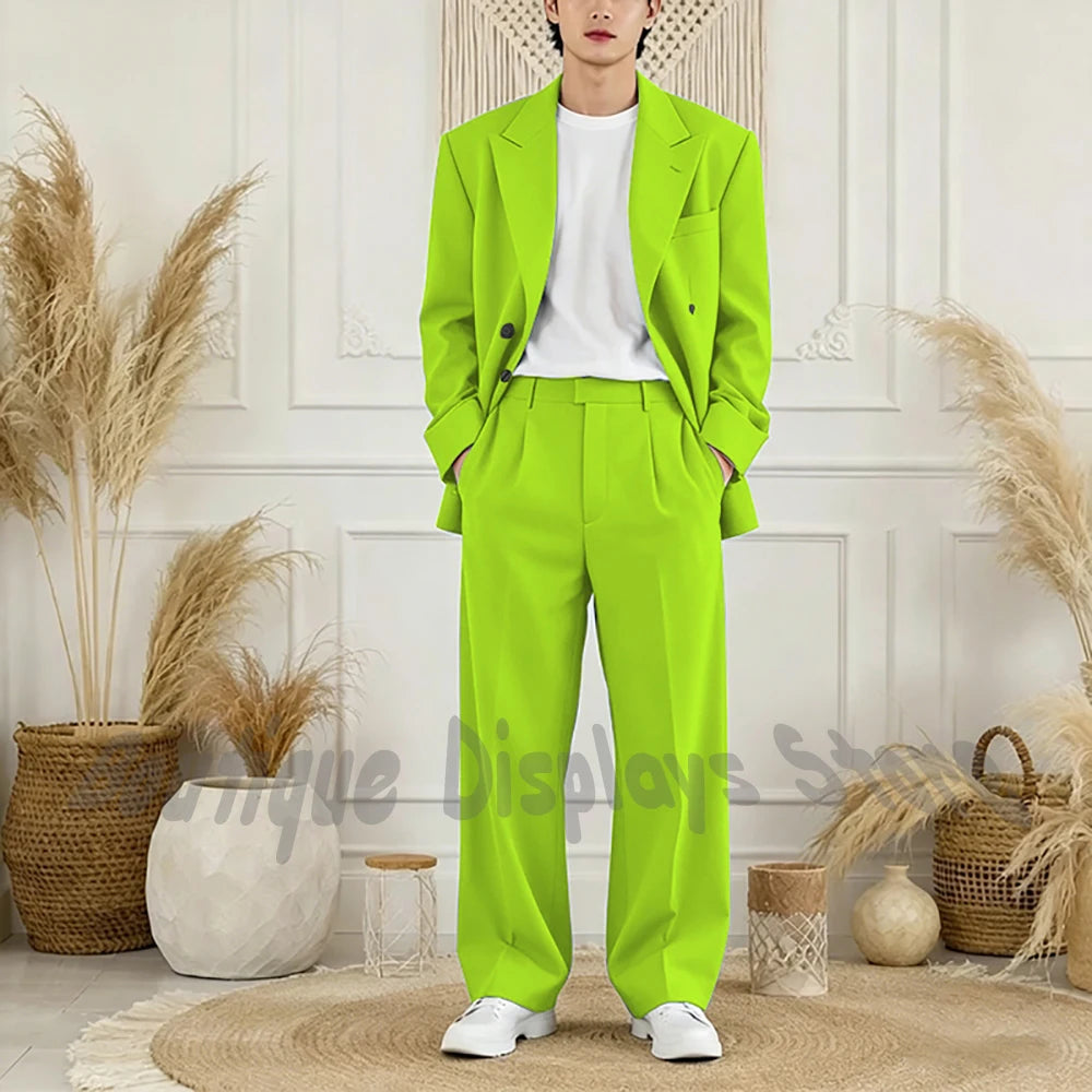 Peak-Lapel Loose Casual Suit Set