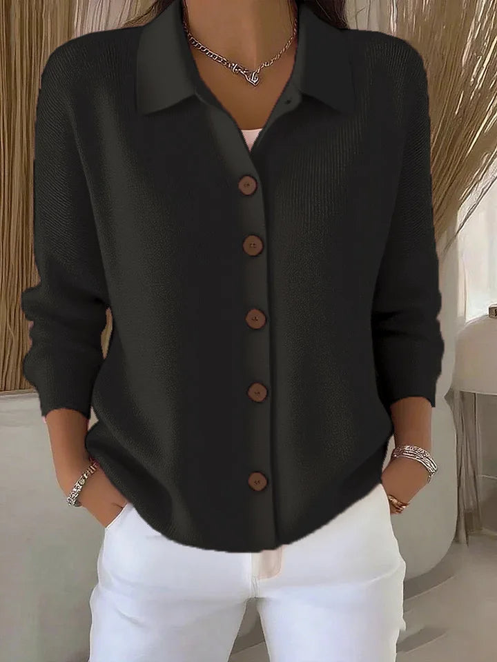 Polo Neck Button Knit Cardigan