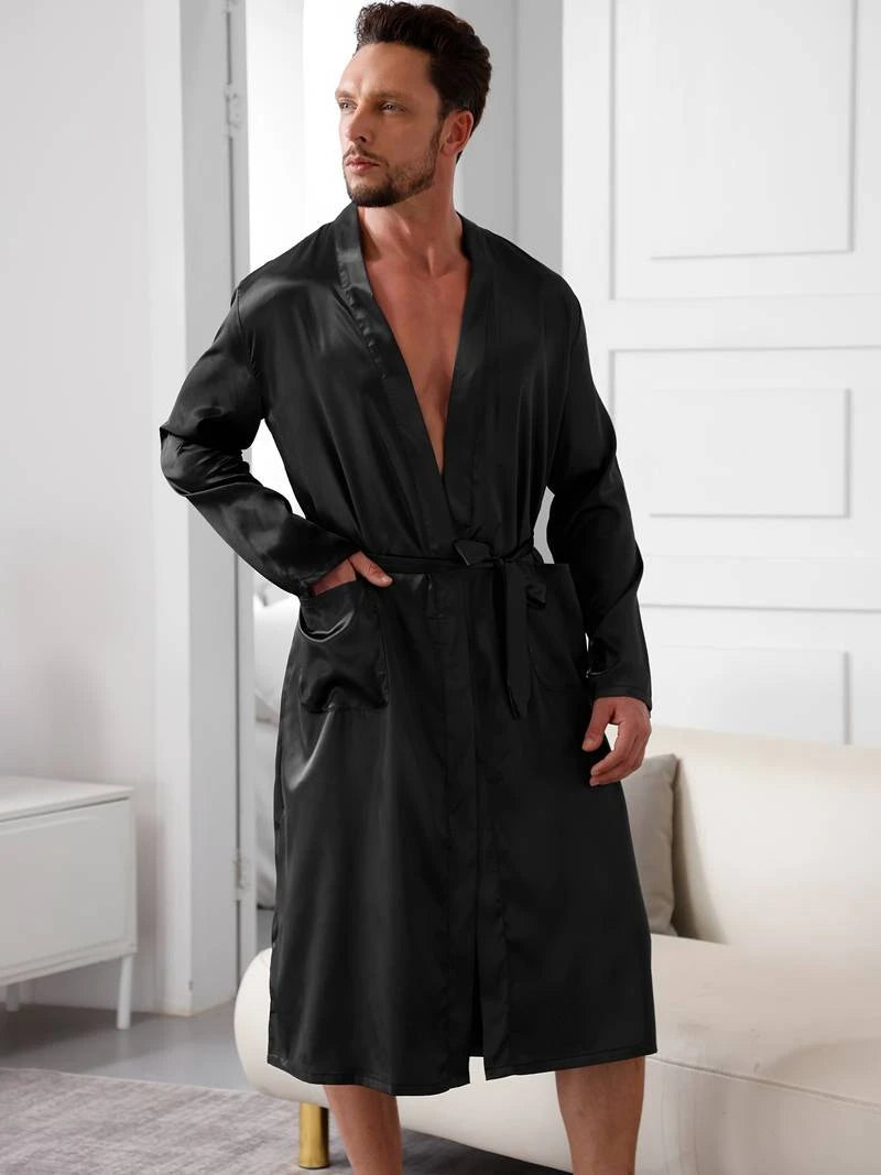 V-Neck Pajama Robe Set