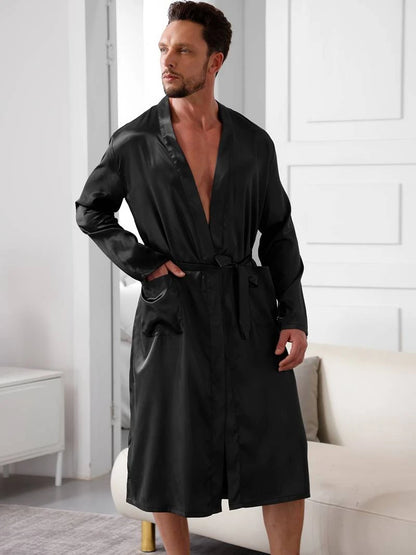 V-Neck Pajama Robe Set