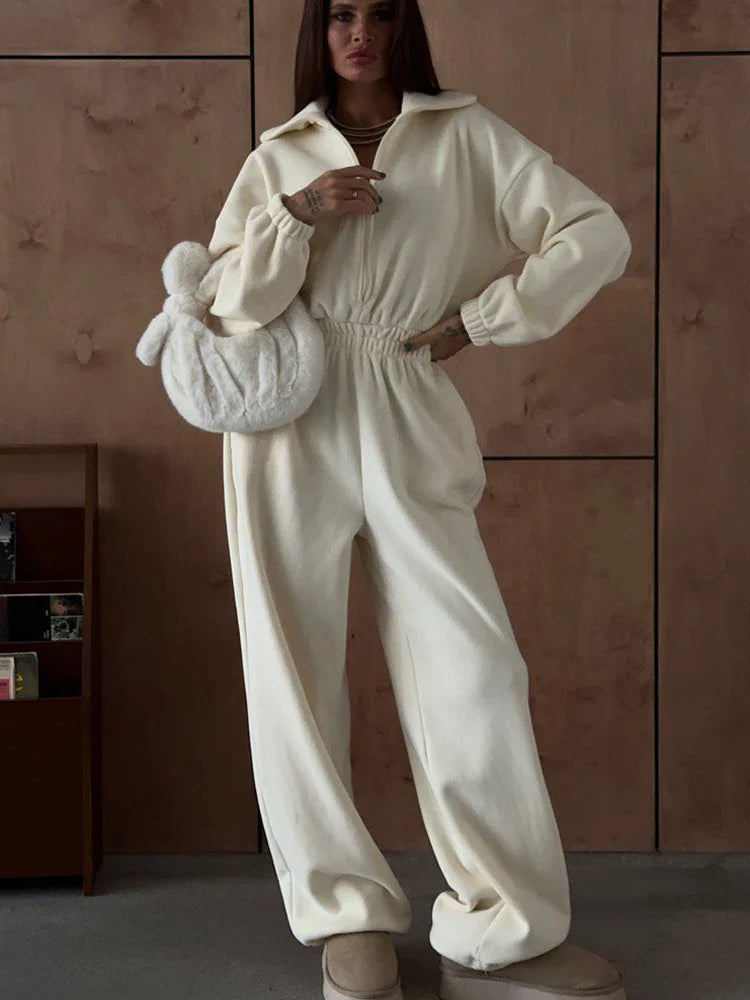 Half-Zip Lounge Jumpsuit