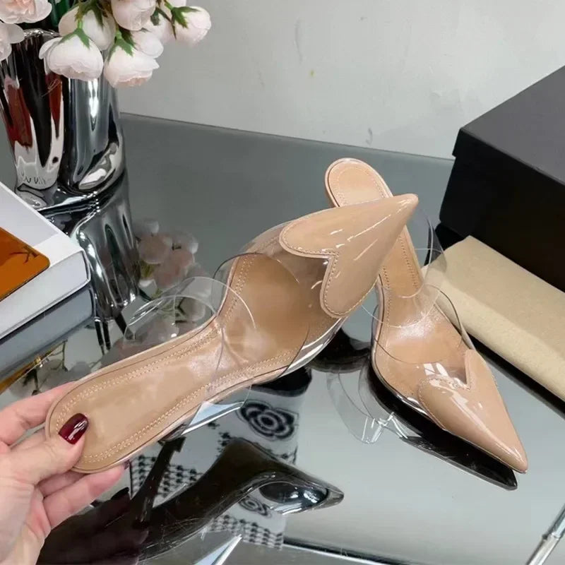 Transparent Heart Mules