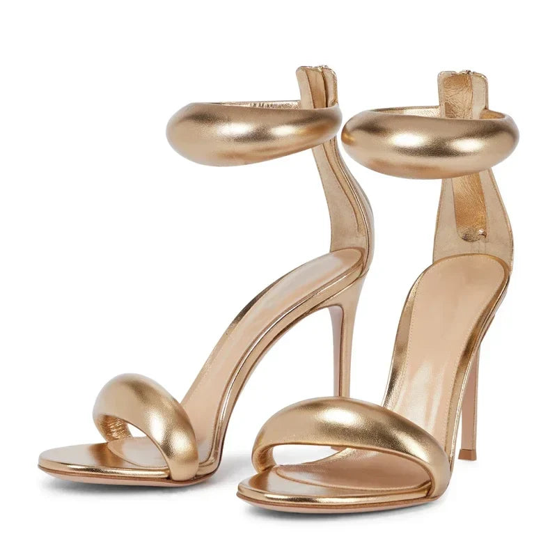 Gold Slim Heel Sandals