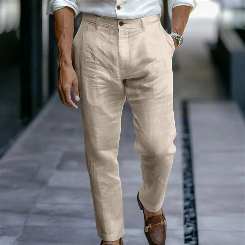 Linen Diagonal Pocket Loose Trousers