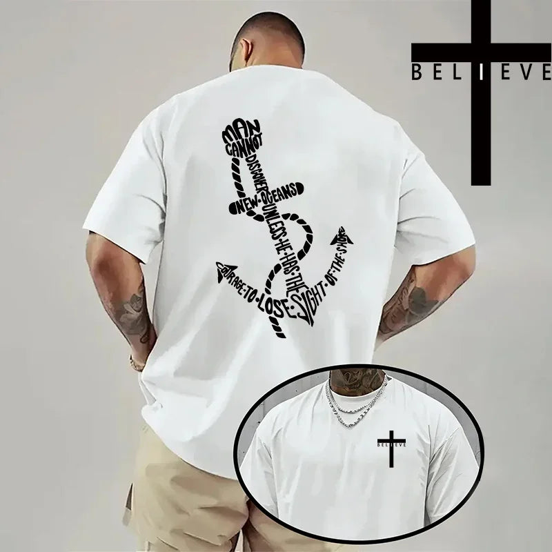 Jesus Cross Print Cotton Tee