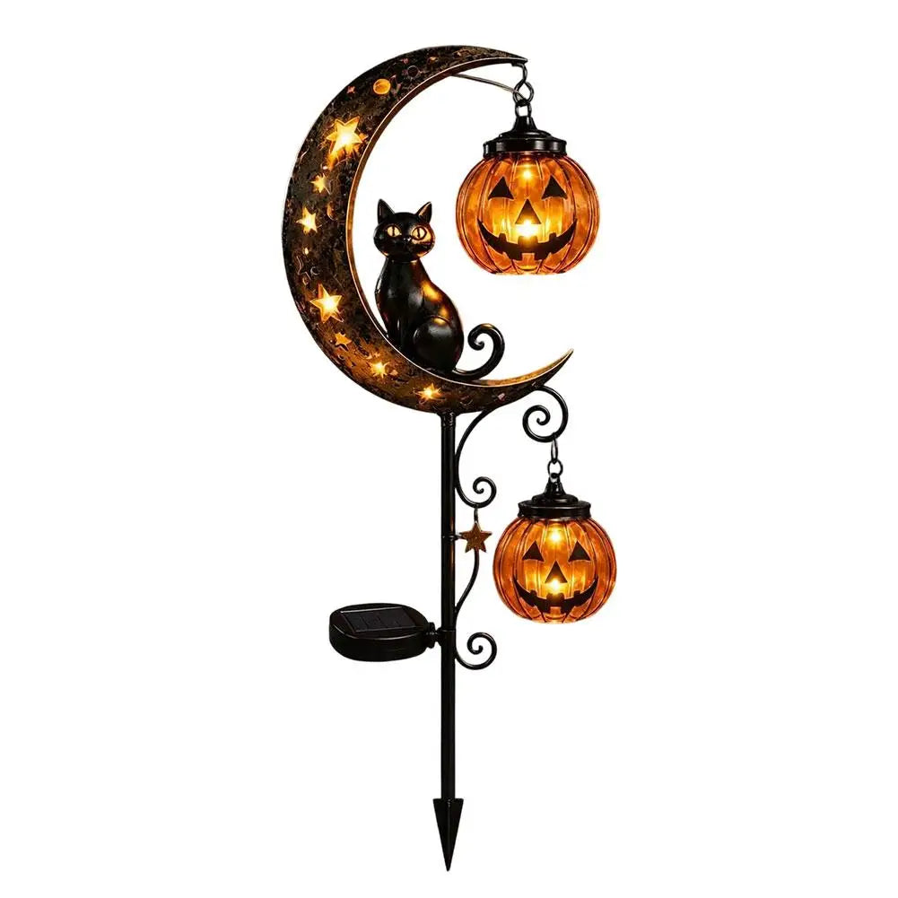 Black Cat Pumpkin Garden Lamp