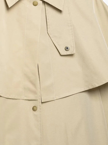 Cape-Overlay Trench Coat