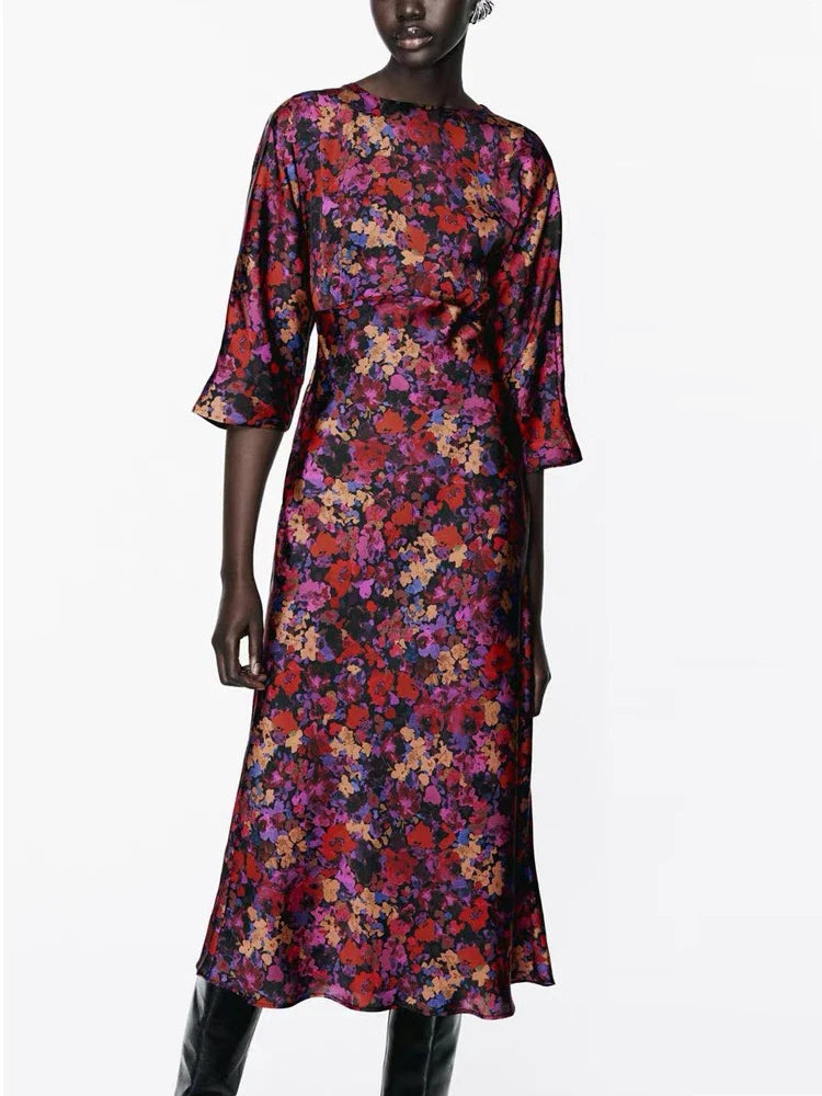 Floral Pleated Maxi Dress