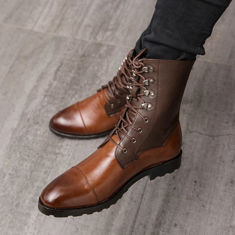 Leather Chelsea Pointed Toe Boots