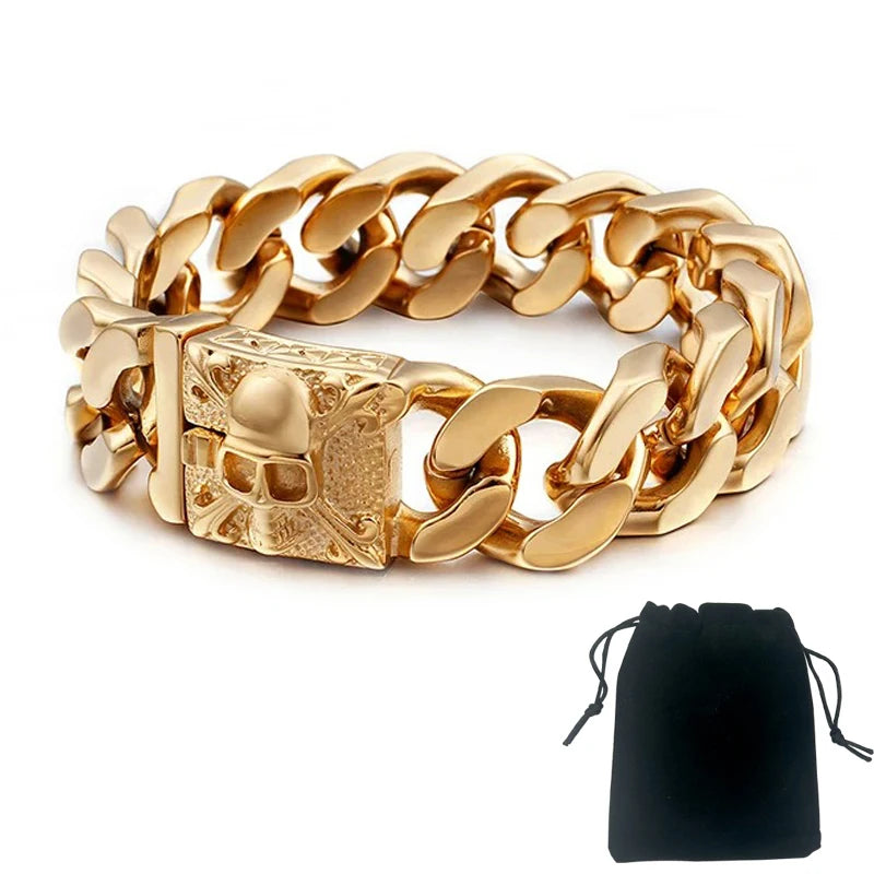 Men’s Heavy Punk Skull Cuban Bracelet