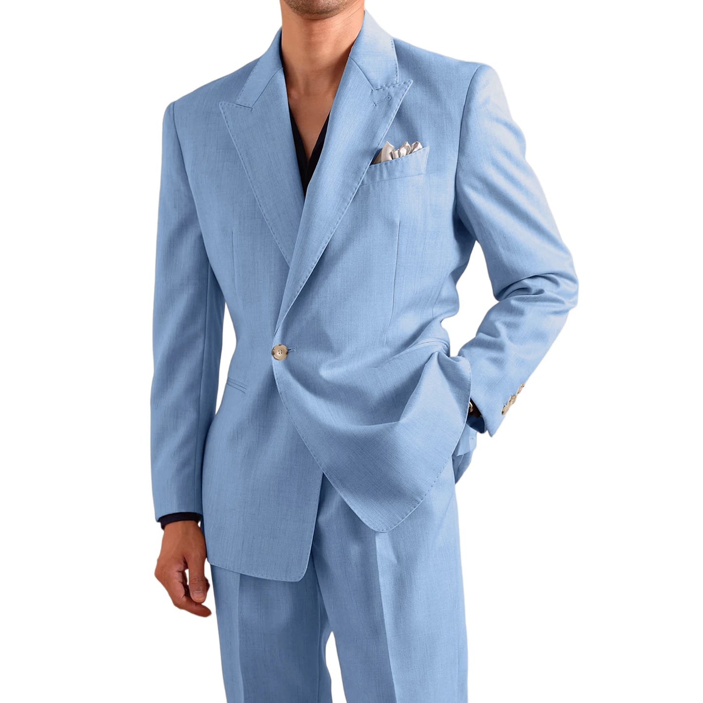 Linen Peak-Lapel Wedding Suit Set