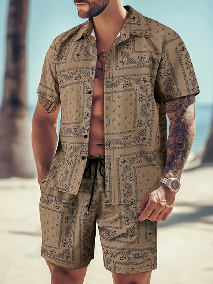 Paisley Print Shorts Shirt Set