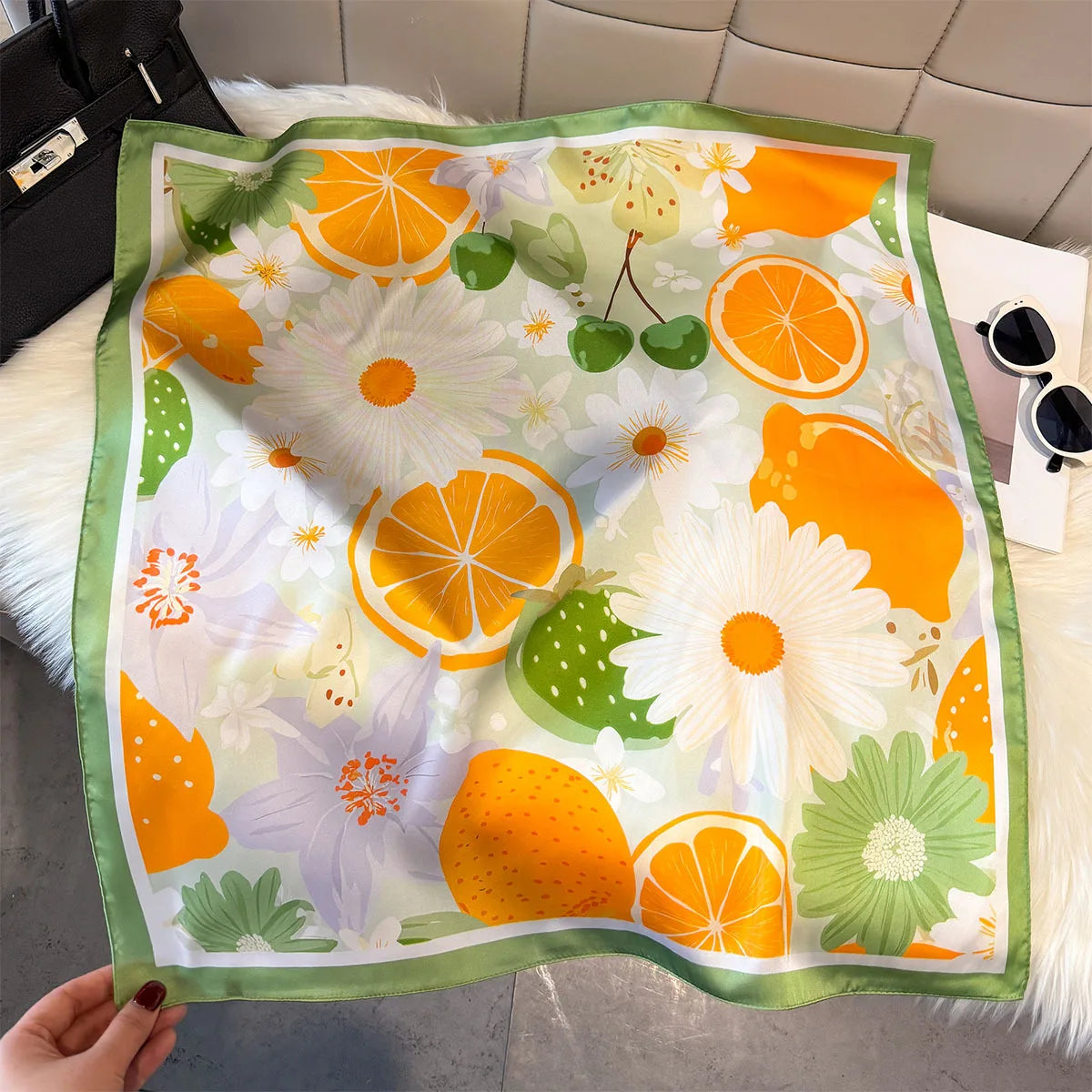 Fruit Print Korean Square Scarf