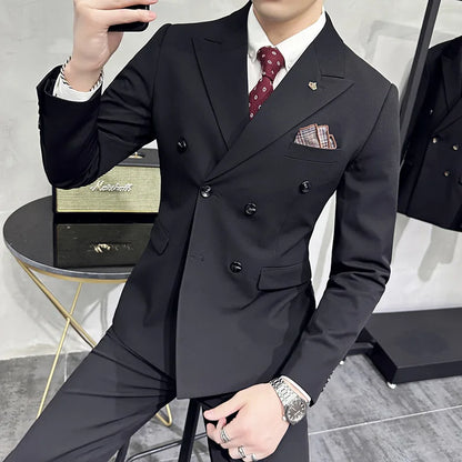 Double-Breasted Formal Groom Suit