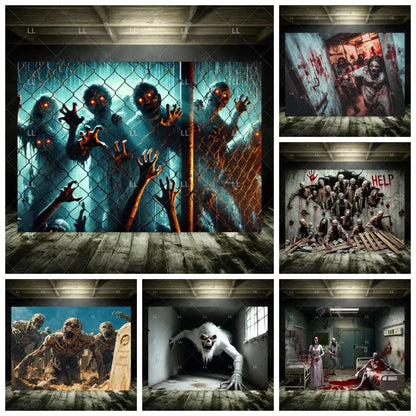 Zombie Explosion Halloween Photography Backdrop