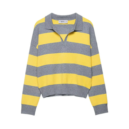 Striped Knit Polo Sweater